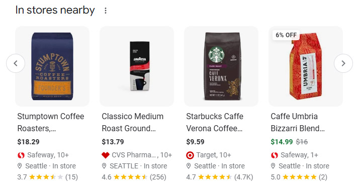 An example of product rich snippets