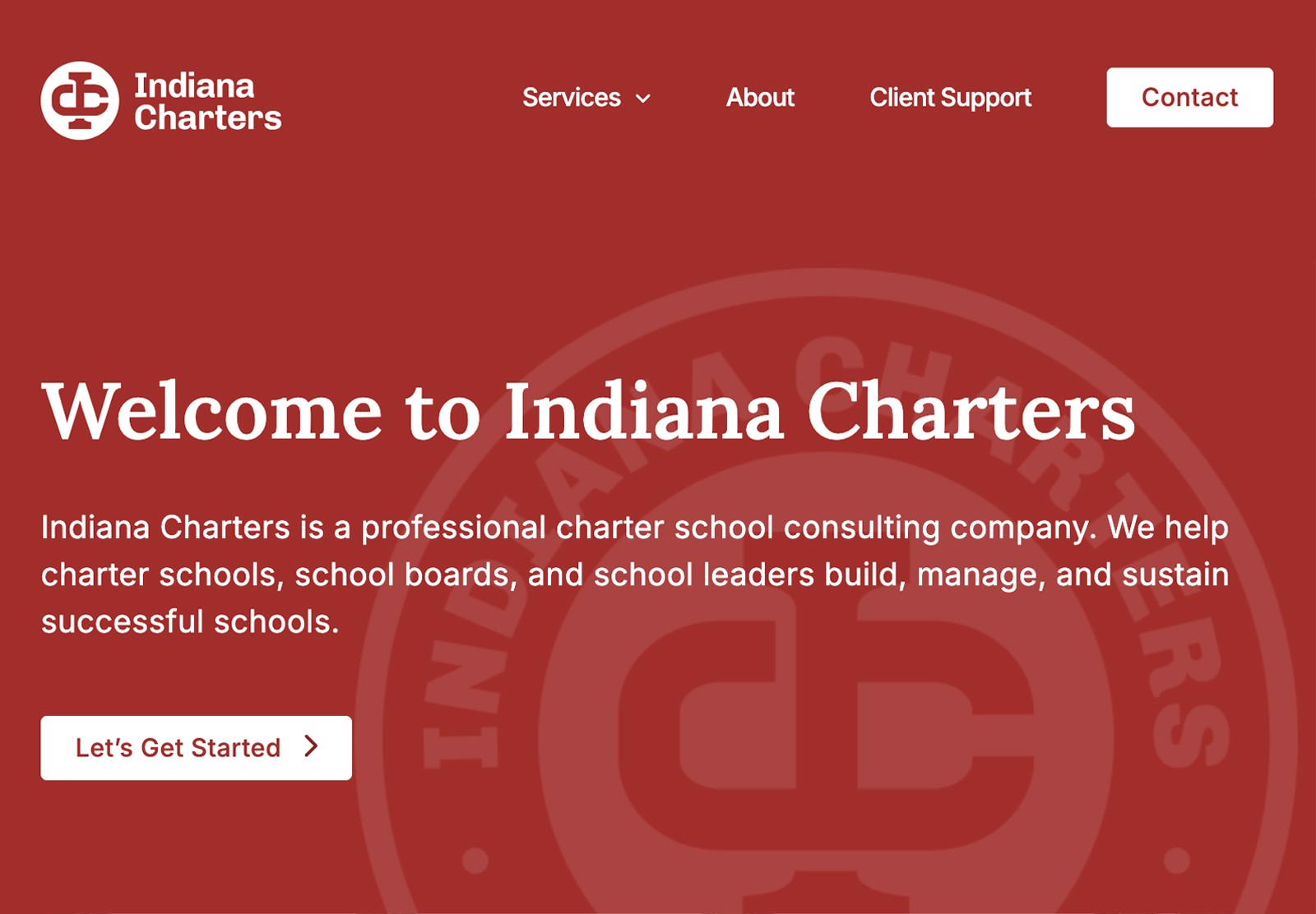 Screenshot of the Indiana Charters website